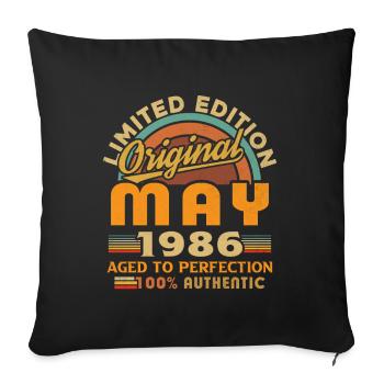 Mai 1986 Vintage Nées En Mai 1986 Anniversaire - Housse de coussin décorative 45 x 45 cm - noir - Devant