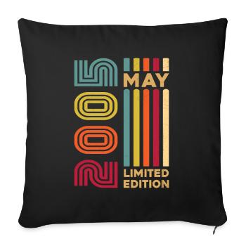 Mai 2005 Anniversaire Mai 2005 Rétro Vintage - Housse de coussin décorative 45 x 45 cm - noir - Devant