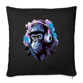 Gorilla Musik Kopfhörer Musik Affe - Sofakissenbezug 45 x 45 cm - Schwarz - Vorne