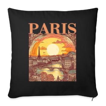 Paris Eiffelturm Bonjour Souvenirs - Sofakissenbezug 45 x 45 cm - Schwarz - Vorne