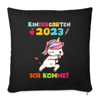 Kindergarten 2023 Ich Komme Jungen Kita Geschenk - Sofakissenbezug 45 x 45 cm - Schwarz - Vorne