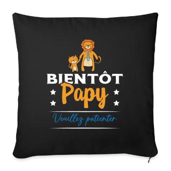 Homme Bientôt Papy Cadeau Futur Papy Grand-Père - Housse de coussin décorative 45 x 45 cm - noir - Devant