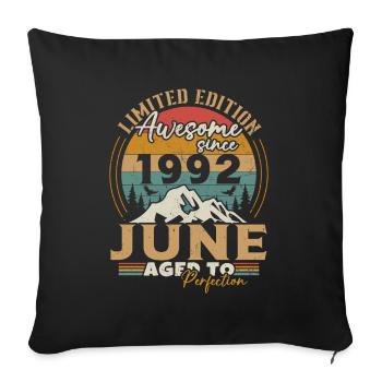 June 1992 Vintage Born in June 1992 Anniversary - Sofa pillowcase 17,3'' x 17,3'' (45 x 45 cm) - black - Front