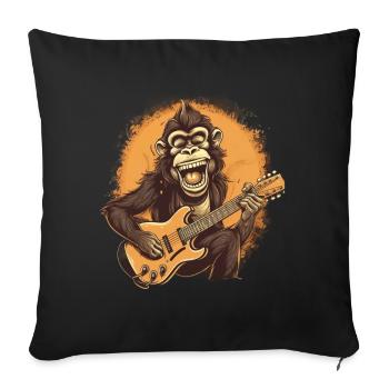 Affe Schimpanse spielt Acousitc Rock Gitarre - Sofakissenbezug 45 x 45 cm - Schwarz - Vorne