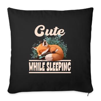 Cute While Sleeping Niedlicher Fuchs Schlafen - Sofakissenbezug 45 x 45 cm - Schwarz - Vorne