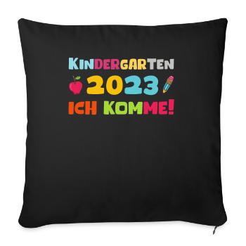 Kindergarten 2023 Ich Komme Mädchen Kita Geschenk - Sofakissenbezug 45 x 45 cm - Schwarz - Vorne
