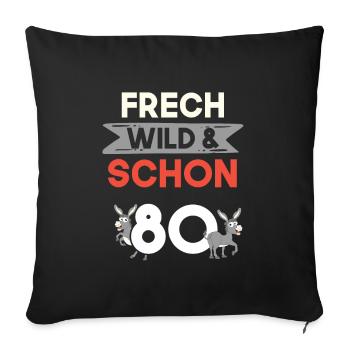 Geschenk 80 Jahre Geburtstag Esel - Sofakissenbezug 45 x 45 cm - Schwarz - Vorne