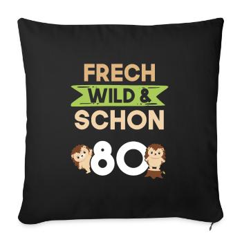 Geschenk 80 Jahre Geburtstag Igel - Sofakissenbezug 45 x 45 cm - Schwarz - Vorne
