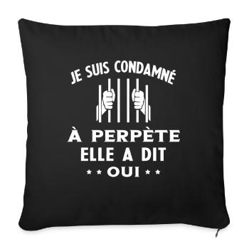 Homme Condamné à Perpète Humour Cadeau Futur Marié - Housse de coussin décorative 45 x 45 cm - noir - Devant