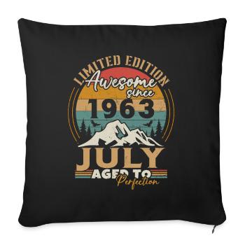 Naissance: juillet 1963, anniversaire: juillet 1963 - Housse de coussin décorative 45 x 45 cm - noir - Devant