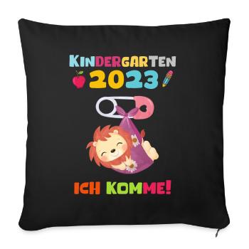 Kindergarten 2023 Ich Komme Mädchen Kita Geschenk - Sofakissenbezug 45 x 45 cm - Schwarz - Vorne