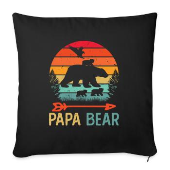 Papa Ours Retro Vintage Humour Cadeau - Housse de coussin décorative 45 x 45 cm - noir - Devant
