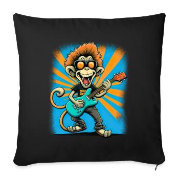 Affe Schimpanse spielt Acousitc Rock Gitarre - Sofakissenbezug 45 x 45 cm - Schwarz - Vorne