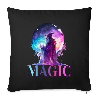 Magischer Zauberer mit Glaskugel für einen - Sofakissenbezug 45 x 45 cm - Schwarz - Vorne