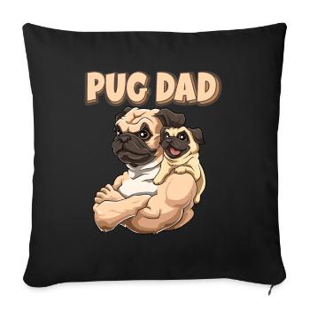 Mops Papa Vater für Papas - Sofakissenbezug 45 x 45 cm - Schwarz - Vorne