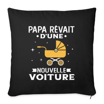 Papa Cadeau Futur Papa - nouvelle voiture de Papa - Housse de coussin décorative 45 x 45 cm - noir - Devant