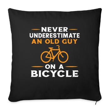 Never Underestimate an Old Man With a Bike - Sofa pillowcase 17,3'' x 17,3'' (45 x 45 cm) - black - Front