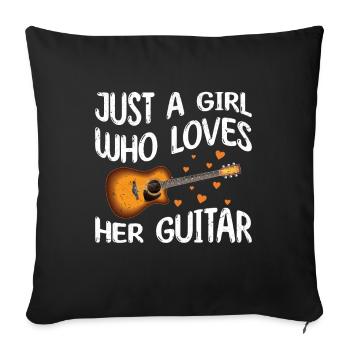 Guitariste pour les filles Femmes Enfants Guitare - Housse de coussin décorative 45 x 45 cm - noir - Devant