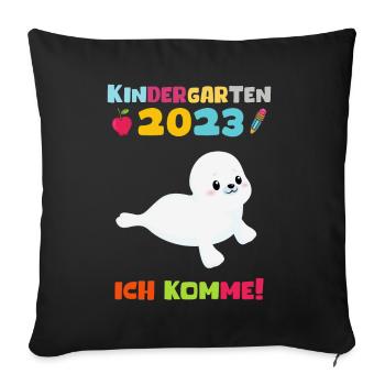 Kindergarten 2023 Ich Komme Jungen Kita Geschenk - Sofakissenbezug 45 x 45 cm - Schwarz - Vorne