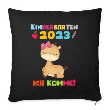 Kindergarten 2023 Ich Komme Mädchen Kita Geschenk - Sofakissenbezug 45 x 45 cm - Schwarz - Vorne
