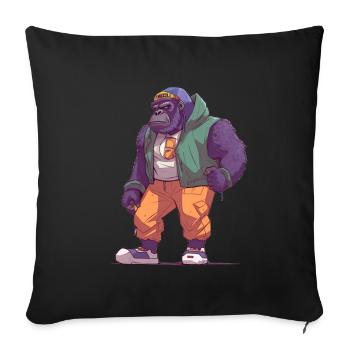 Streetart Gorilla Urban Rap Street Affe - Sofakissenbezug 45 x 45 cm - Schwarz - Vorne