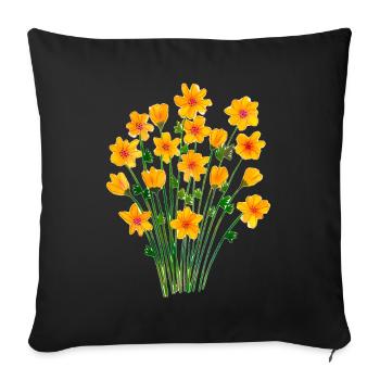 Yellow buttercup flowers watercolor - Sofa pillowcase 17,3'' x 17,3'' (45 x 45 cm) - black - Front