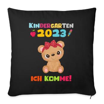 Kindergarten 2023 Ich Komme Mädchen Kita Geschenk - Sofakissenbezug 45 x 45 cm - Schwarz - Vorne