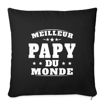 Meilleur Papy du Monde Humour Cadeau Nouveau Papy - Housse de coussin décorative 45 x 45 cm - noir - Devant