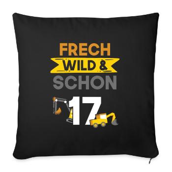 17 Jahre Geburtstag Bagger - Sofakissenbezug 45 x 45 cm - Schwarz - Vorne