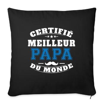 Certifié meilleur papa du monde - Housse de coussin décorative 45 x 45 cm - noir - Devant