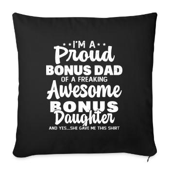 Fier D'être Le Père D'une Fille Super Géniale - Housse de coussin décorative 45 x 45 cm - noir - Devant