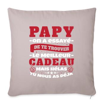 Grand Père Papy Anniversaire Humour Cadeau - Housse de coussin décorative 45 x 45 cm - taupe clair - Devant