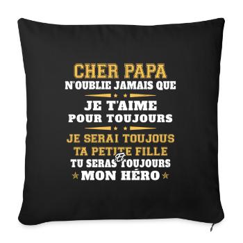 Homme Humour Papa Cadeau Papa Anniversaire - Housse de coussin décorative 45 x 45 cm - noir - Devant