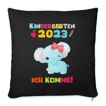Kindergarten 2023 Ich Komme Mädchen Kita Geschenk - Sofakissenbezug 45 x 45 cm - Schwarz - Vorne