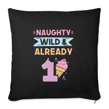 Geschenk 1 Jahr Geburtstag Eis essen - Sofakissenbezug 45 x 45 cm - Schwarz - Vorne