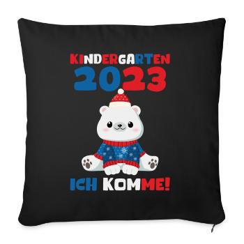 Kindergarten 2023 Ich Komme Jungen Kita Geschenk - Sofakissenbezug 45 x 45 cm - Schwarz - Vorne