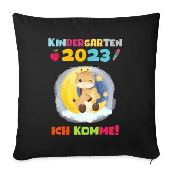 Kindergarten 2023 Ich Komme Mädchen Kita Geschenk - Sofakissenbezug 45 x 45 cm - Schwarz - Vorne