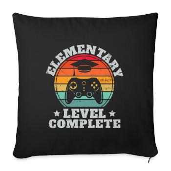 elementary Full level Video Game Diploma - Sofa pillowcase 17,3'' x 17,3'' (45 x 45 cm) - black - Front