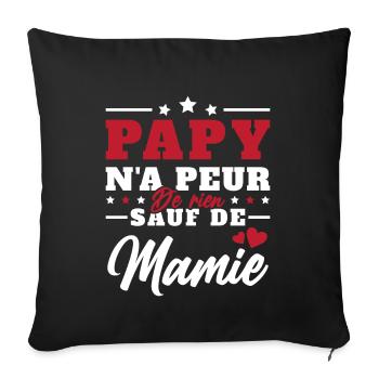 Homme Papi Papy Grand-père N'a Peur De Rien - Housse de coussin décorative 45 x 45 cm - noir - Devant
