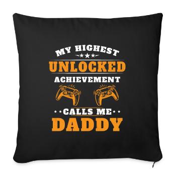 My highest achievement unlocked calls me grandpa - Sofa pillowcase 17,3'' x 17,3'' (45 x 45 cm) - black - Front