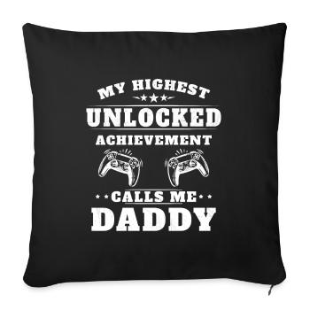My highest achievement unlocked calls me grandpa - Sofa pillowcase 17,3'' x 17,3'' (45 x 45 cm) - black - Front