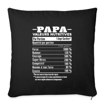 Cadeau papa humour papa valeurs nutritives - Housse de coussin décorative 45 x 45 cm - noir - Devant
