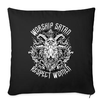 Worship Satan Respect Women Satanic Baphomet - Sofa pillowcase 17,3'' x 17,3'' (45 x 45 cm) - black - Front