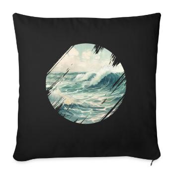 Meer Wellen Brandung Gischt Ufer Küste - Sofakissenbezug 45 x 45 cm - Schwarz - Vorne