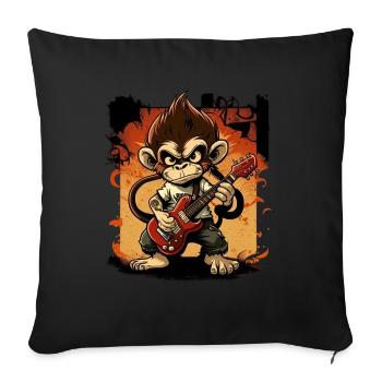 Affe Schimpanse spielt Acousitc Rock Gitarre - Sofakissenbezug 45 x 45 cm - Schwarz - Vorne