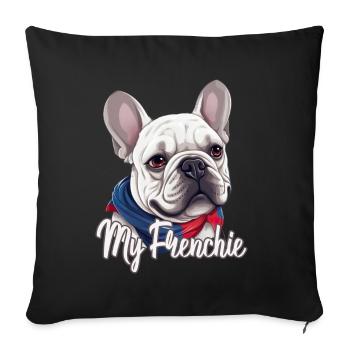 Niedliche Bulldogge Mops Hund - Sofakissenbezug 45 x 45 cm - Schwarz - Vorne