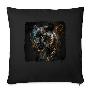 Schwarzer Panther Großkatze - Sofakissenbezug 45 x 45 cm - Schwarz - Vorne