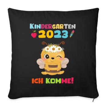 Kindergarten 2023 Ich Komme Mädchen Kita Geschenk - Sofakissenbezug 45 x 45 cm - Schwarz - Vorne