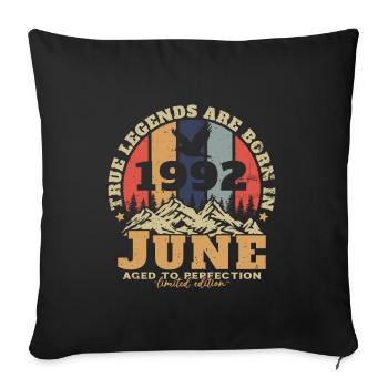 1992 Retro Vintage Born in June 1992 Anniversary - Sofa pillowcase 17,3'' x 17,3'' (45 x 45 cm) - black - Front