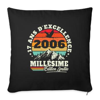 17 Ans 2006 Anniversaire Cadeau garçons et filles - Housse de coussin décorative 45 x 45 cm - noir - Devant